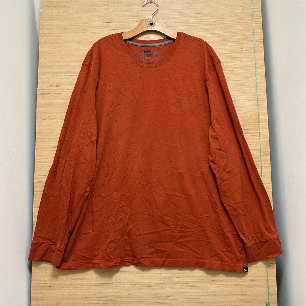 Eddie Bauer Mens 2XL Classic Fit Long Sleeve T-Shirt Burnt Orange Crew Neck Tee